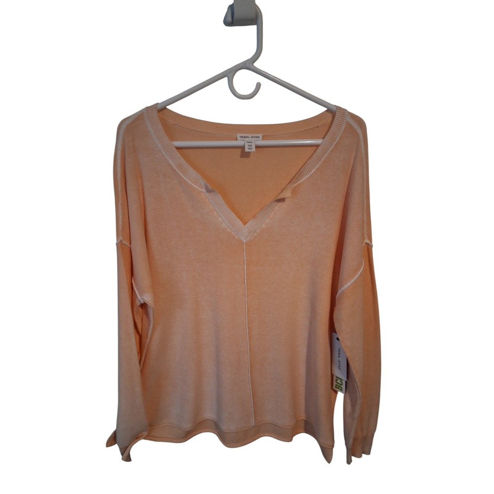 Tribal Sandwashed VNeck Womens‎ size XL Lightweight Preppy Ribbed Casual Sweater - Picture 12 of 14